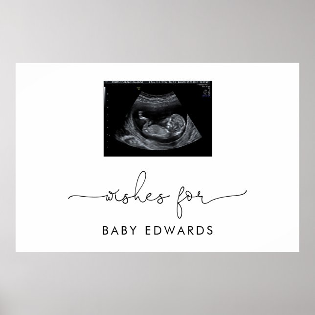 Sonogram Gender Neutral Baby Shower Guest Book (Front)