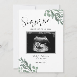 Sonogram Neutral Green Card Baby Announcement