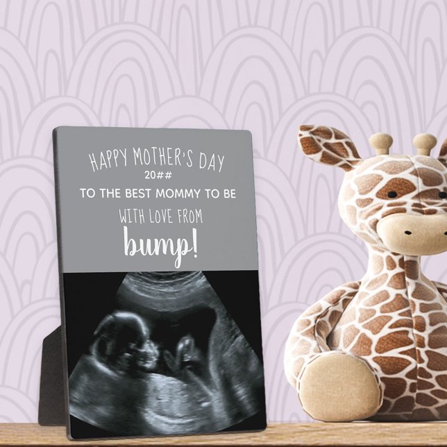Sonogram Photo Grey and White Best Mommy to Be Plaque (Creator Uploaded)