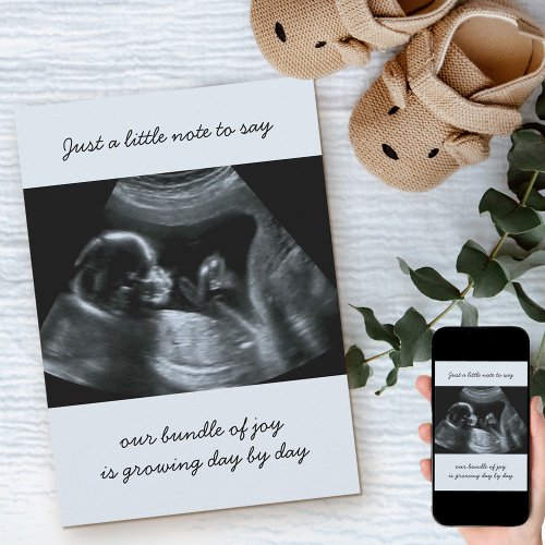 Sonogram Photo Pale Blue Pregnancy Announcement