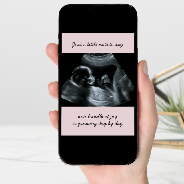 Sonogram Photo Pale Pink Pregnancy Announcement (Front Digital)