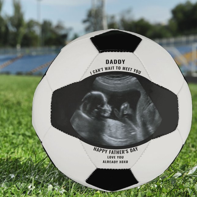 Sonogram Pregnancy Photo Black White Personalized Soccer Ball (Creator Uploaded)