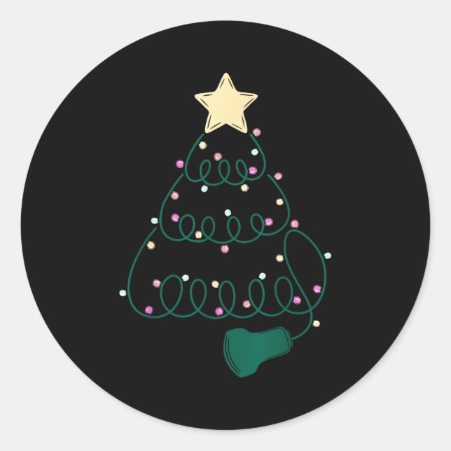 Sonographer Christmas Tree Ultrasound Mfm Sonograp Classic Round Sticker (Front)