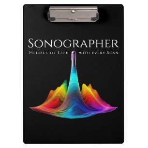 Sonographer-Colorful Ultrasound Waves Clipboard