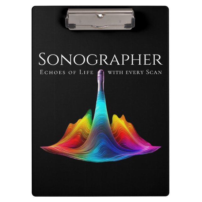 Sonographer-Colorful Ultrasound Waves Clipboard (Front)