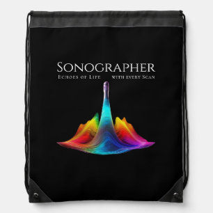 Sonographer-Colorful Ultrasound Waves Drawstring Bag