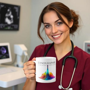 Sonographer-Colorful Ultrasound Waves Giant Coffee Mug