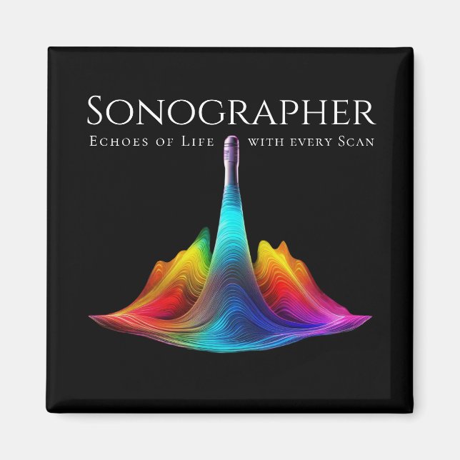 Sonographer-Colorful Ultrasound Waves Magnet (Front)