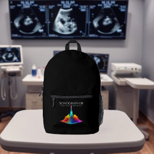 Sonographer-Colorful Ultrasound Waves Printed Backpack