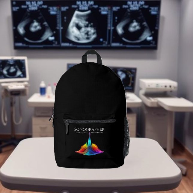 Sonographer-Colorful Ultrasound Waves Printed Backpack (Sonographer-Colorful Ultrasound Waves Printed Backpack)