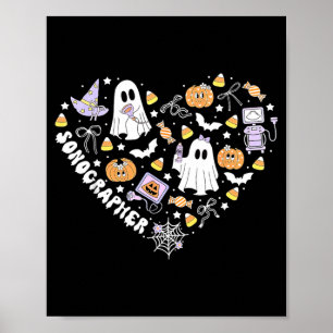 Sonographer Heart Halloween Ultrasound Tech MFM Poster