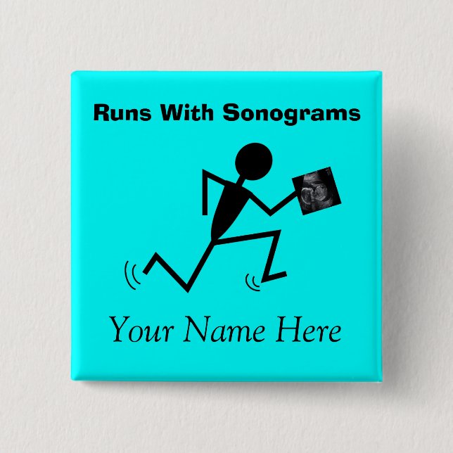Sonographer Name Badge Customizable Pinback Button (Front)