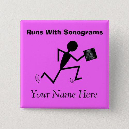 Sonographer Name Badge Customizable Pink Pinback Button