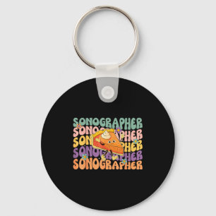 Sonographer pie fall floral ultrasound tech keychain