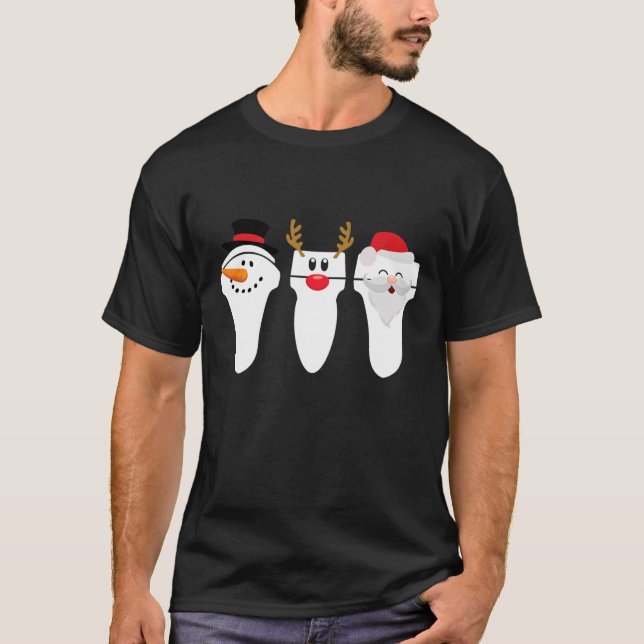 Sonographer Ultrasound Tech Christmas Santa Snowma T-Shirt (Front)