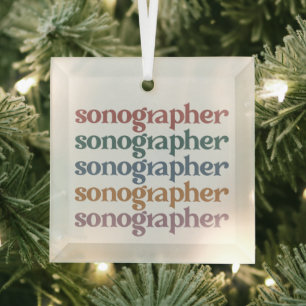 Sonographer Ultrasound Tech Retro Sonographer Gift Glass Ornament