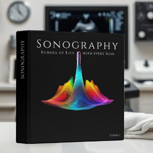 Sonography-Colorful Ultrasound Waves 3 Ring Binder