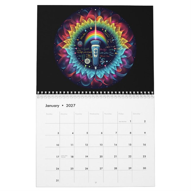Sonography-Colorful Ultrasound Waves-Physics Calendar (Jan 2027)