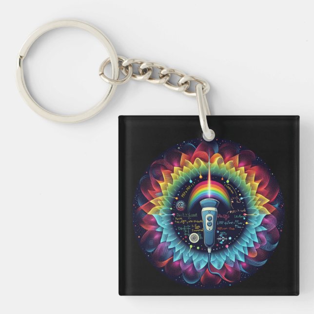 Sonography-Colorful Ultrasound Waves=Physics Keychain (Front)