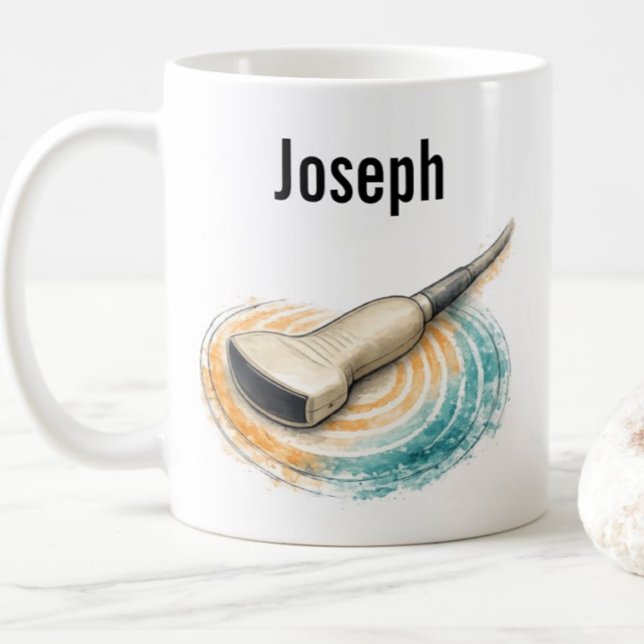 Sonography Probe Sound Waves Custom Text Coffee Mug (Creator Uploaded)