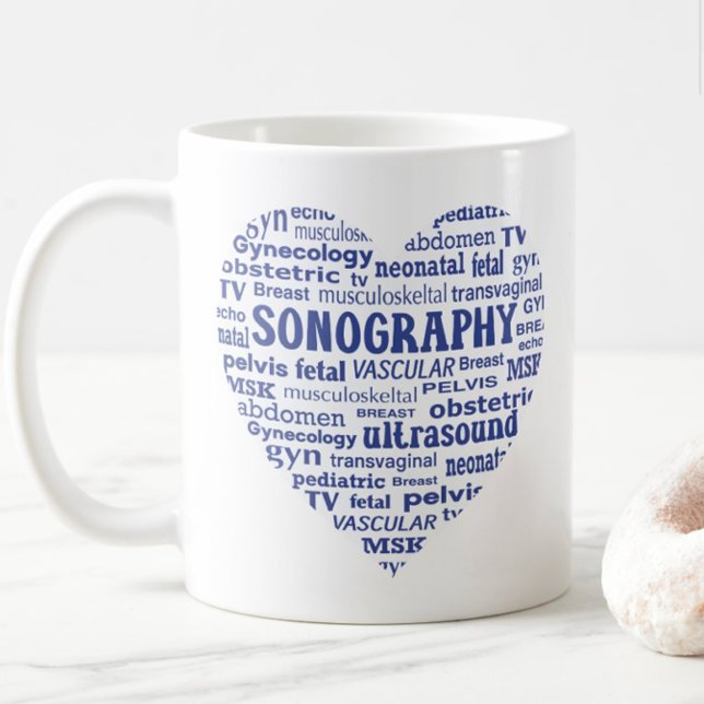 Sonography Specialty Blue Heart Sonographer Gift Coffee Mug (Creator Uploaded)