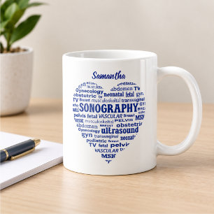 Sonography Specialty Blue Heart Sonographer Gift Coffee Mug