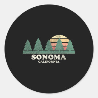 Sonoma Ca Vintage Throwback Tee Retro 70s Design  Classic Round Sticker