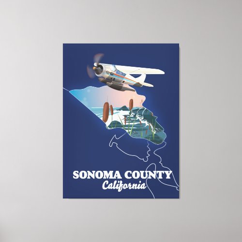 Sonoma County California map Canvas Print