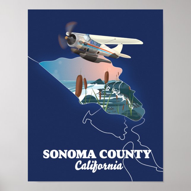 Sonoma County California map Poster (Front)