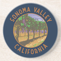 Sonoma Valley California Retro Distressed Circle Coaster