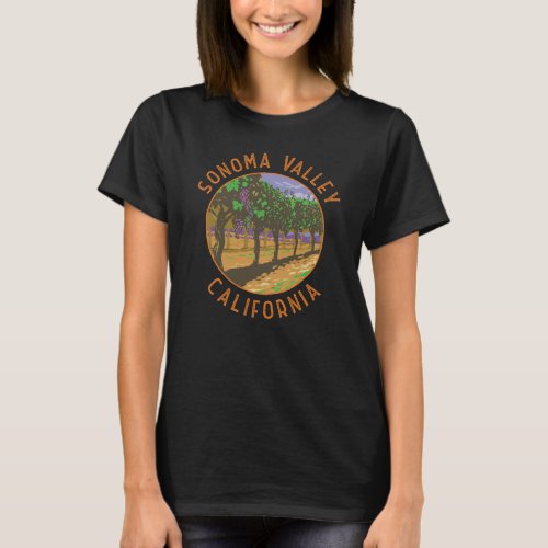 Sonoma Valley California Retro Distressed Circle T_Shirt