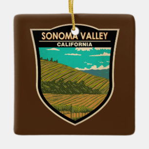 Sonoma Valley California Travel Art Vintage Ceramic Ornament