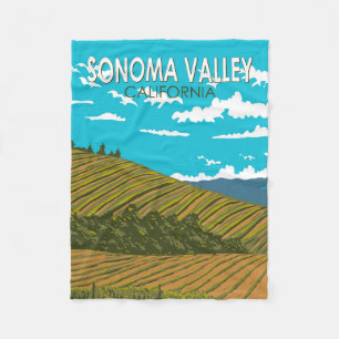 Sonoma Valley California Travel Art Vintage Fleece Blanket