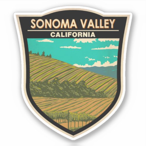 Sonoma Valley California Travel Art Vintage Sticker