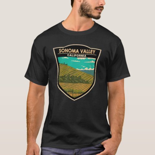 Sonoma Valley California Travel Art Vintage T_Shirt
