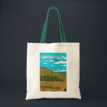 Sonoma Valley California Travel Art Vintage Tote Bag<br><div class="desc">Sonoma Valley in a vector art style. Sonoma County is a major wine-producing region north of San Francisco. Hundreds of vineyards,  ranging from small,  family-run estates to international wineries,  are set amid its rolling hills and valleys.</div>
