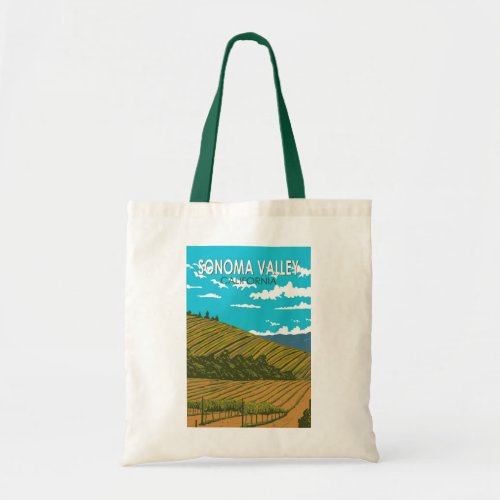 Sonoma Valley California Travel Art Vintage Tote Bag