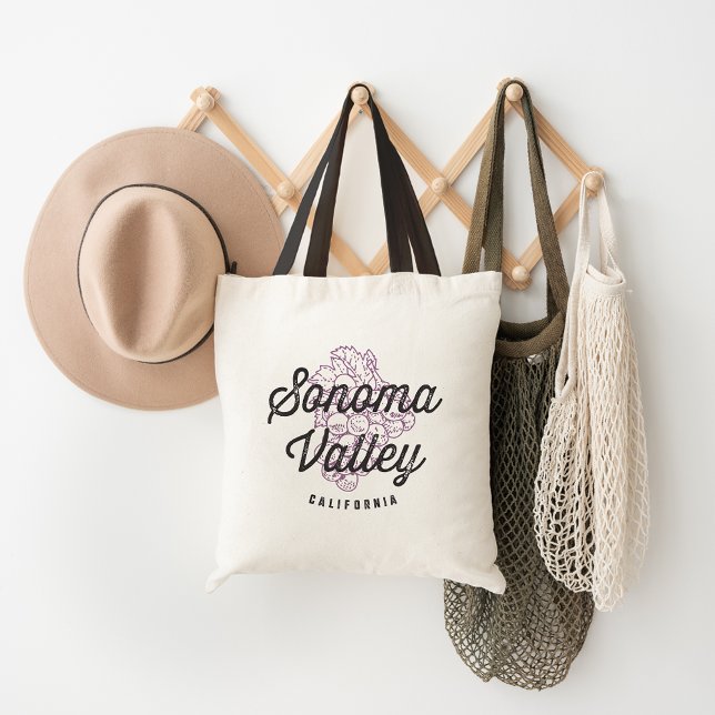 Sonoma Valley California Vintage Logo Tote Bag (Creator Uploaded)