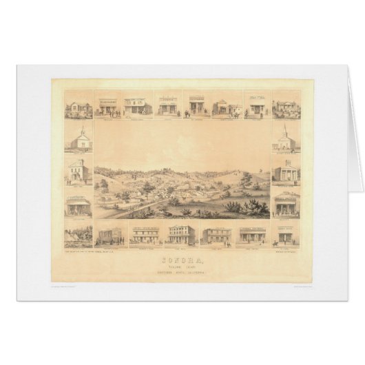 Sonora, CA. Panoramic Map 1854 (1647A) - Restored Cards (Front Horizontal)