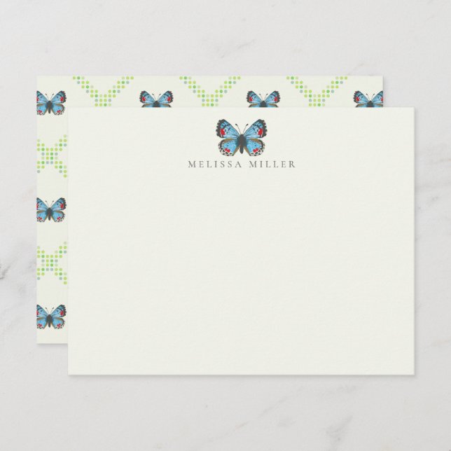 Sonoran Blue Butterfly Flat Note Card (Front/Back)