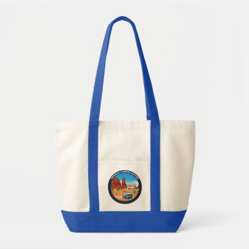 Sonoran Camping Sisters tote with blue handles