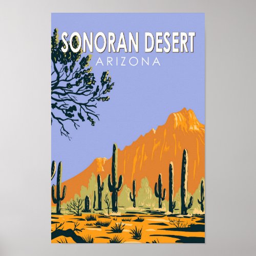 Sonoran Desert Arizona Vintage Art Poster