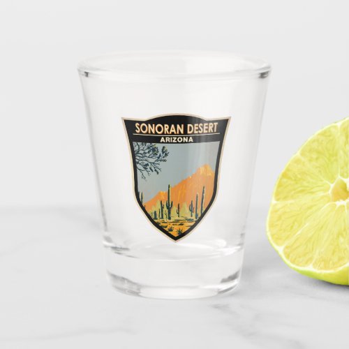 Sonoran Desert Arizona Vintage Art Shot Glass