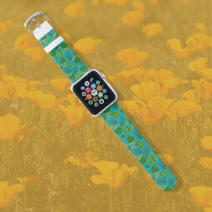 Sonoran Desert Barrel Cactus Illustrated Pattern Apple Watch Band