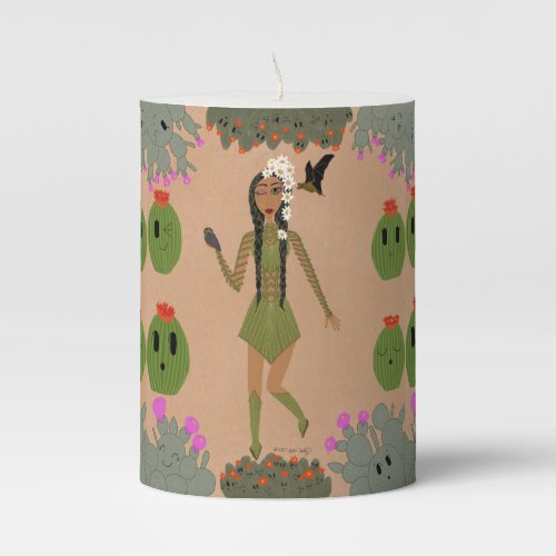 Sonoran Desert Cactus Faerie Pillar Candle