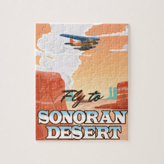Sonoran Desert Cartoon travel poster. Jigsaw Puzzle