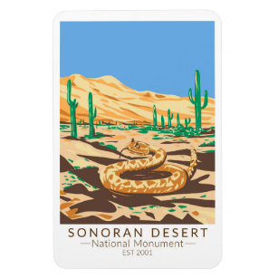 Sonoran Desert National Monument Rattlesnake Retro Magnet