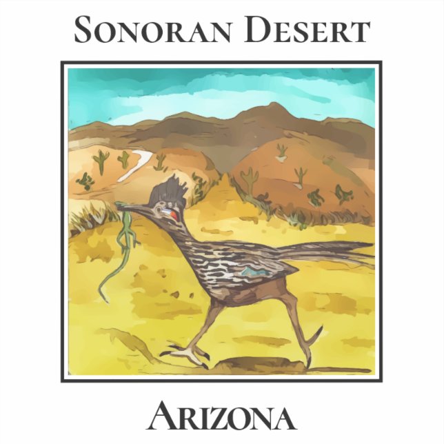 Sonoran Desert Road Runner Arizona Sticker (Front)