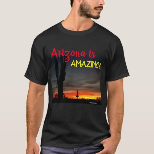 Sonoran Desert sunset Arizona with saguaro cactus T_Shirt