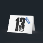 Son's 13th birthday, white, blue & black. card<br><div class="desc">A white background featuring blue and black text,  on this 13th birthday greeting for any cool son. My Funny Mind Greetings.</div>
